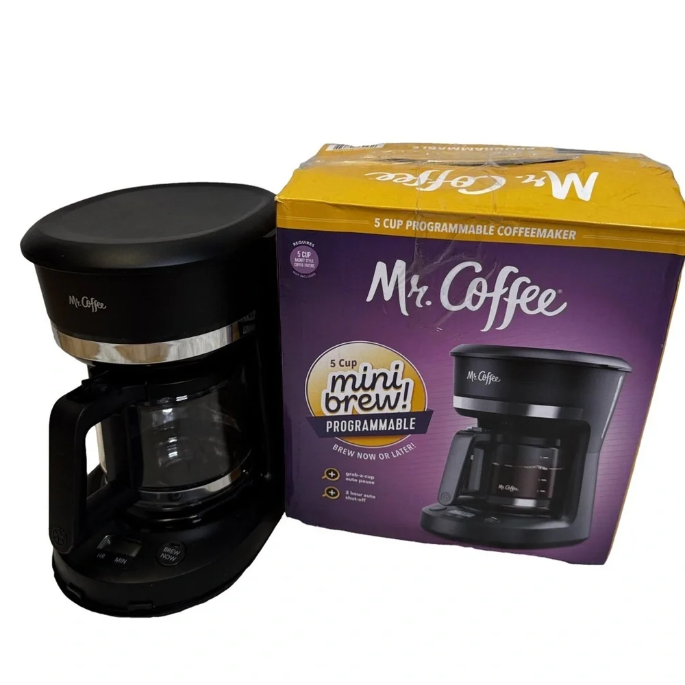 Mr. Coffee 5-Cup Mini Brew Black Coffeemaker Programmable Auto Shutoff NIB